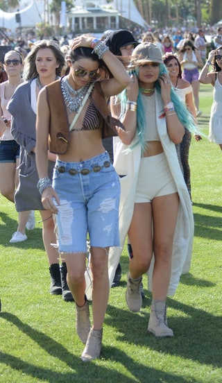 INDIO CA APRIL 10 Kendall Jenner and Kylie Jenner are seen at Coachella Valley Music and Arts Festival at The Empire...